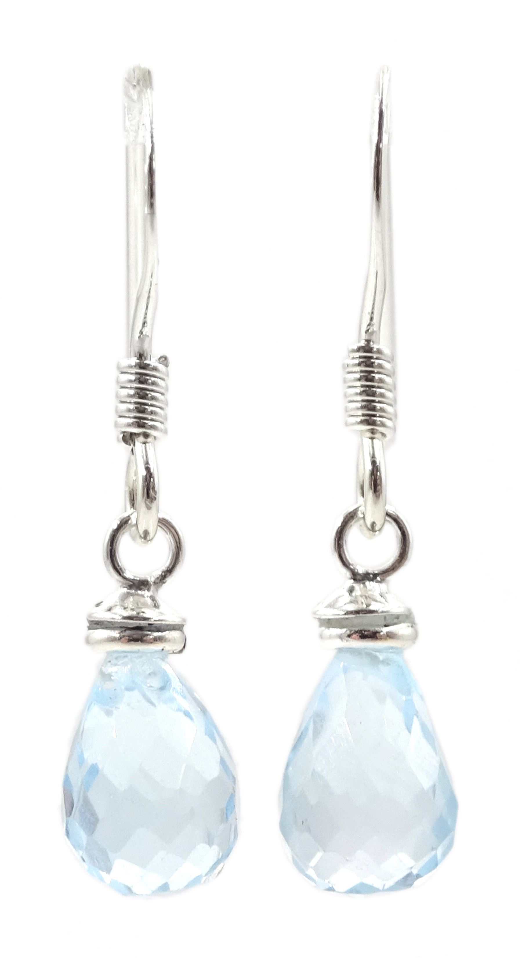 Pair of silver blue topaz pendant earrings