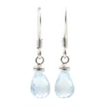 Pair of silver blue topaz pendant earrings