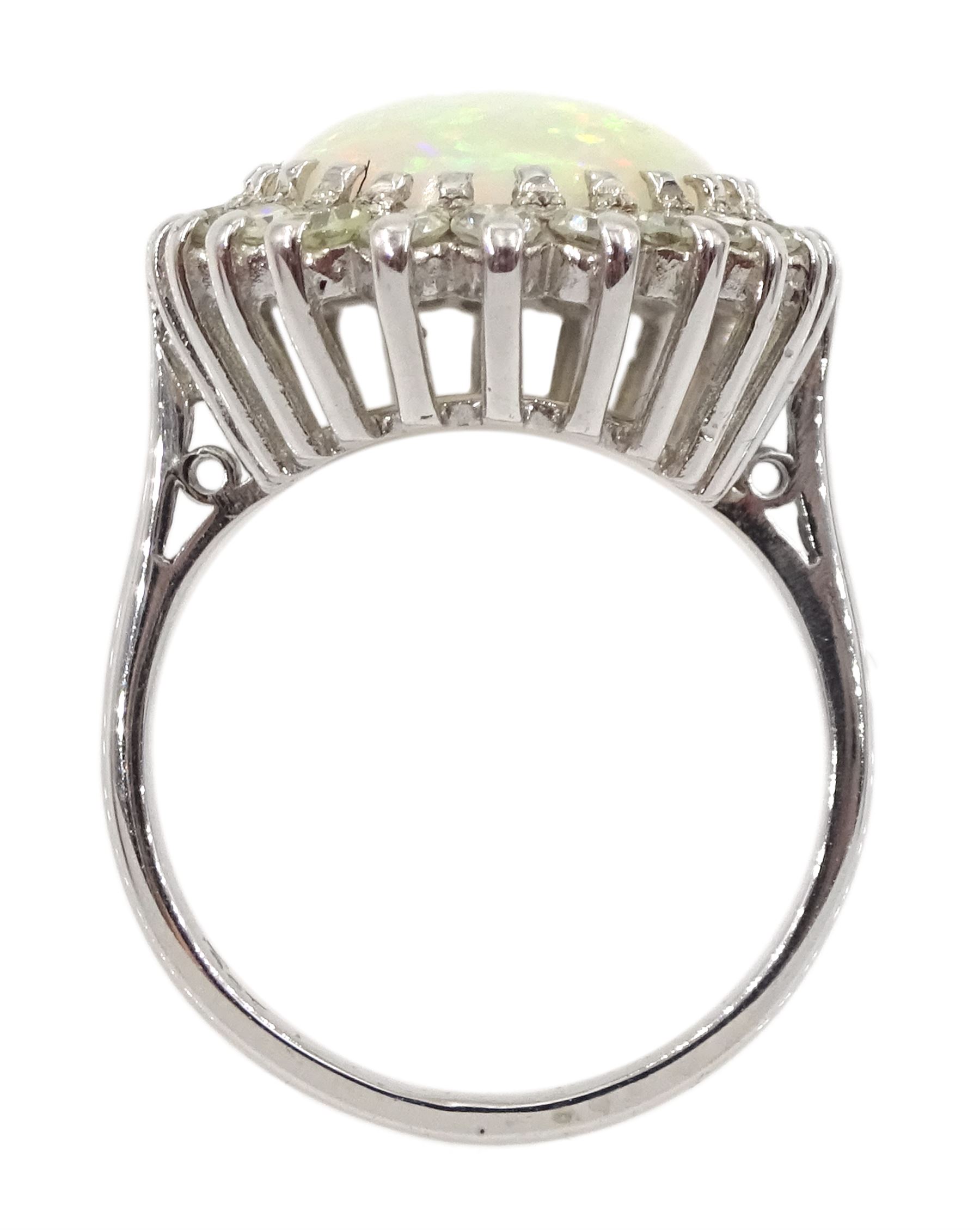 White gold oval opal and diamond cluster ring - Image 4 of 4