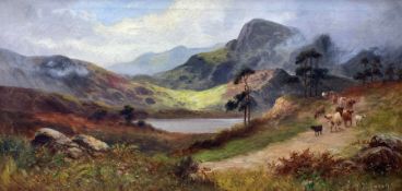 Sidney Yates Johnson (British fl.1890-1926): Highland Cattle Walking in the Trossachs