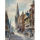 R. Lightfoot (British 19th/20th century): Historical Scene of Street in Chester