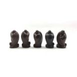 Series of five Chinese carved rosewood figures of Buddhist deities
