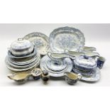 Collection of 19th century blue and white transfer wares