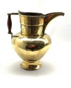 19th Century Persian brass water jug with angular spout and turned handle