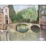 Attrib. Thomas Edwin Mostyn (British 1864-1920): Italianate Canal Landscape with Impressionist Bay L