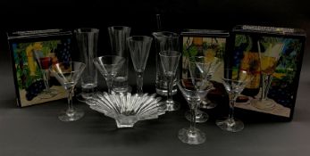 Part suite of 1970s Dartington 'Sharon' pattern glass to include two goblets