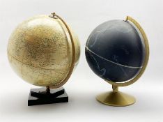Philips 13 1/2 inch terrestrial globe and another globe