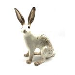 Large Winstanley pottery model of a white glazed hare