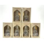 Six Wade Bells royal commemorative whisky decanters