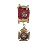 9 carat gold and enamel RAOB Order of Merit breast jewel awarded to Bro. A W Farmer by the Abbey Lod