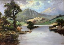 Jack M. Ducker (Scottish fl.1910-30): Fishing in a Loch