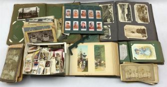 Three post card albums and contents of vintage cards