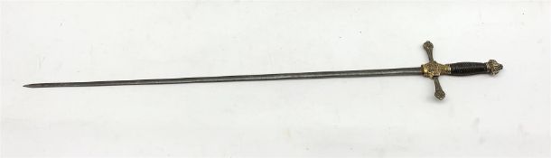 19th Century Continental court sword with silver gilt and ebonised grip and coat of arms