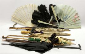 A group of early 20th century parasols including an ivory handled example