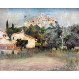Austen Hayes (British Contemporary): 'The Village of Biot Overlooking Antibes' South of France scene