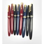 A collection of Parker fountain pens to include two Duofold