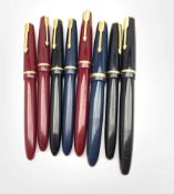 A collection of Parker fountain pens to include two Duofold