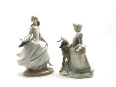 Lladro figure of a girl with a goat H23cm and another Lladro figure of a girl