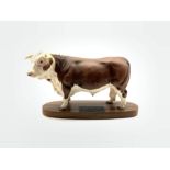Beswick model of a Hereford bull on wooden plinth from the Connoisseur series