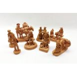 Set of eight Italian terracotta figures in rural subjects by S Placenti