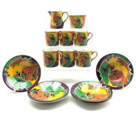 Grimwades Royal Winton coffee service decorated in the 'Jazz' pattern comprising six coffee cans and