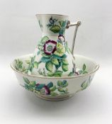 Victorian ewer and basin by Thomas Booth decorated in the 'Sylvan' pattern
