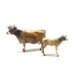 Beswick model of a Jersey cow No. 1345 and a Jersey calf No. 1249D