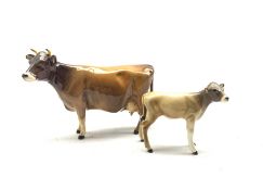 Beswick model of a Jersey cow No. 1345 and a Jersey calf No. 1249D