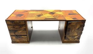 Early 20th century Japanese parquetry Tansu or travelling writing desk