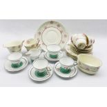 Art Deco Foley China part tea set comprising three teacups
