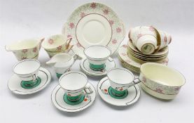 Art Deco Foley China part tea set comprising three teacups