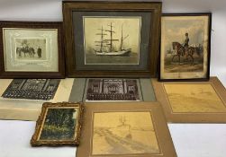 Collection of six military and naval photographs together with a 19th century military print and a s