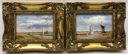 James J Allen (British Contemporary): 'Sailing on the River Thurne' and 'River Bure Norfolk'