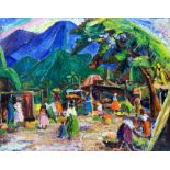 Attrib. Dana Bashon (Jamaican 20th century): Linstead Market in Kingston Jamaica