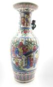 19th century Chinese Famille Rose two-handled baluster floor vase