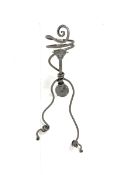 Set of four silvered wrought iron wall lights of scroll design H80cm