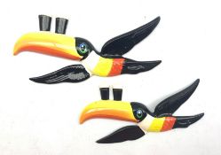 Pair of Carlton ware 'My Goodness My Guinness' graduated Toucan wall plaques