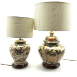 Two Oriental design pottery table lamps