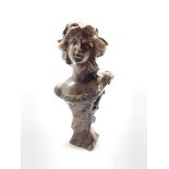 Art Nouveau design bronze figure of a girl with flowers in her hair H32cm