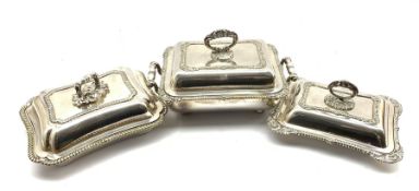 A Victorian silver-plated twin handled entree dish