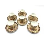 Set of six Royal Crown Derby Imari pattern coffee cups and saucers c1910