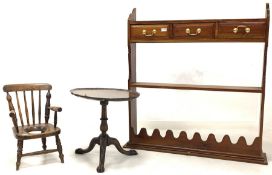 20th century walnut wall hanging shelf fitted with three drawers and two open shelves together with