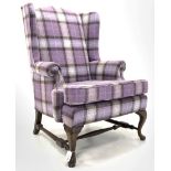 20th century Queen Anne style wingback armchair