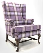 20th century Queen Anne style wingback armchair