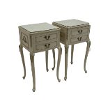 Pair of French style cream painted bedside chests