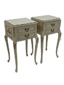 Pair of French style cream painted bedside chests