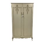 French style cream and gilt painted wardrobe