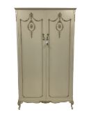 French style cream and gilt painted wardrobe