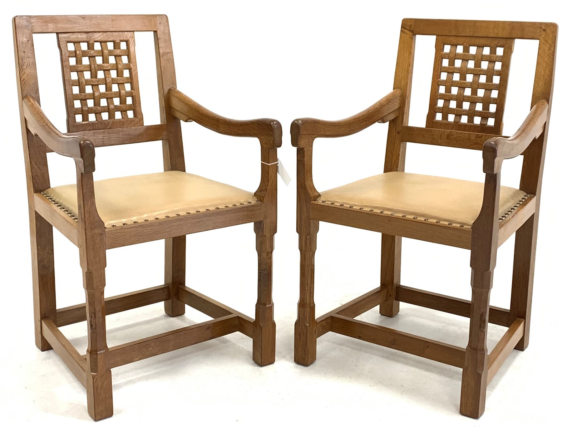 Peter 'Rabbitman' Heap of Wetwang - Yorkshire oak set of eight (6+2) dining chairs - Image 7 of 9