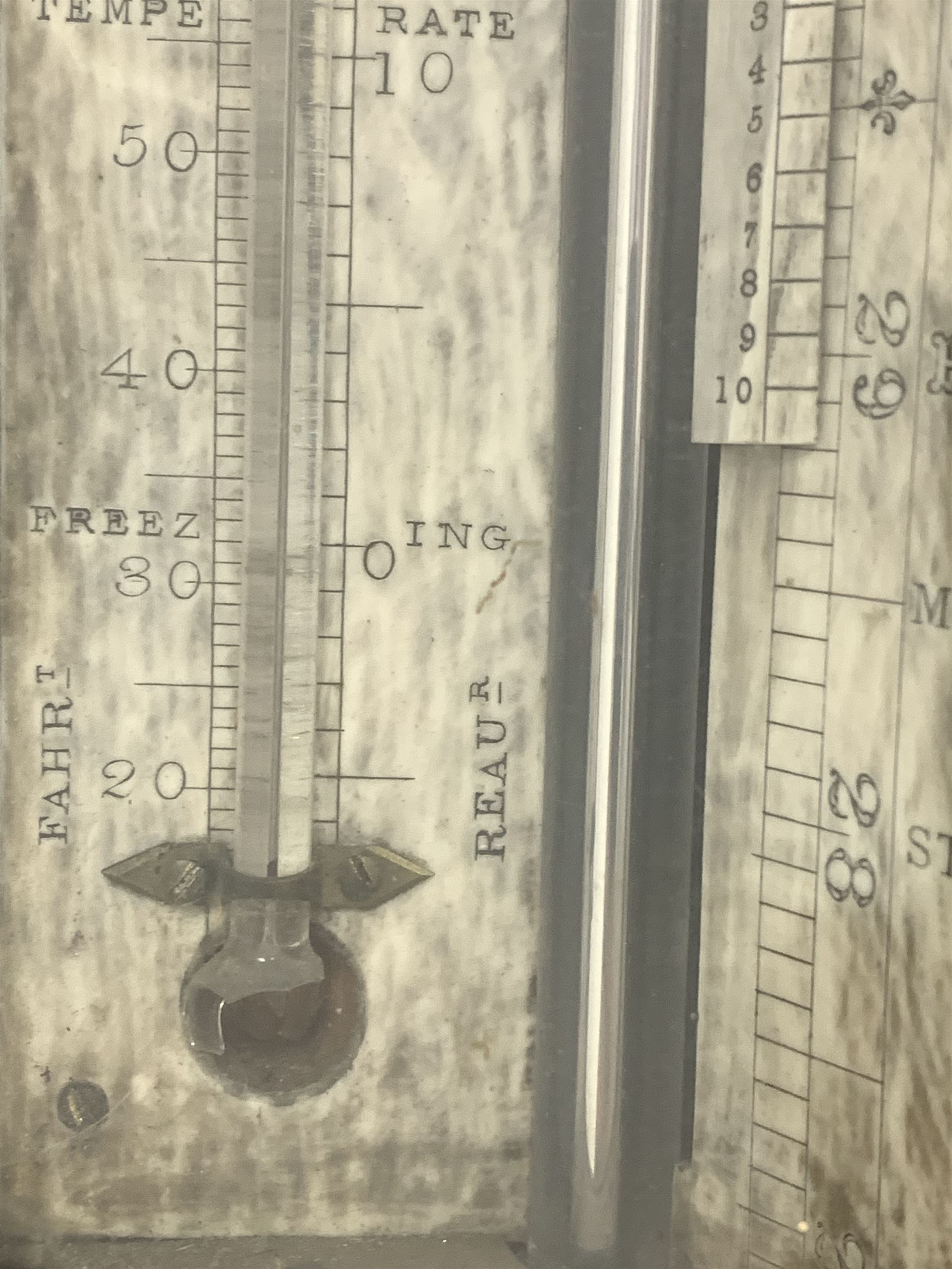 19th century rosewood stick barometer and thermometer - Image 3 of 3